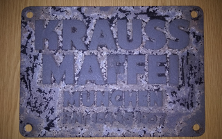 Veturi kyltti Krauss Maffei 1957 alkuperäinen 30 cm metallia