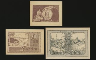 Itävalta Notgeld 10, 20, 50 Heller, Scharten 1920