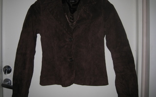 MB naisten mokkanahkainen suklaanruskea takki koko 34