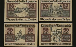 Itävalta Notgeld 10, 2x20, 4x50 Heller, Weissenkirchen