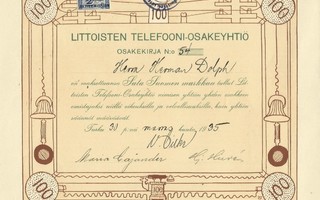 1935 Littoisten Telefooni Oy,  Turku osakekirja
