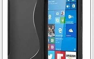 Lumia 650 - Musta geelikuori & suojakalvo #23519