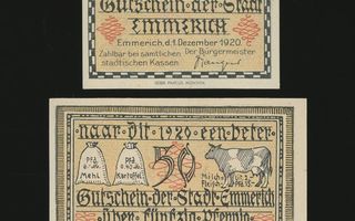 Saksa Notgeld 25, 50 Pfennig, Emmerich 1.12.1920