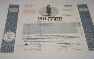 Osakekirja Yhdysvallat PHL Corp. inc. Pennsylvania 1991