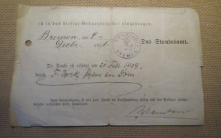 Saksan keisarikunta: Bremenin maistraatin asiakirja 1904