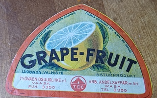 Grape-Fruit Työväen osuusliike r.l. Vaasa etiketti.