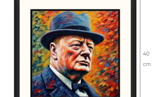 Uusi Sir Winston Churchill taulu 40 cm x 40 cm kehyksineen