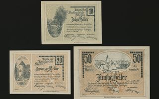 Itävalta Notgeld 10, 20, 50 Heller, Scheibbs 1920