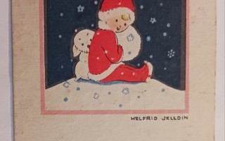 Hellfrid Selldin: Pikkutonttu, koira ja lumipallo, p. 1929