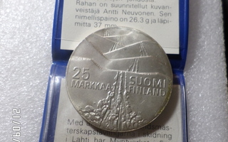 25 mk  Hopeaa  Lahti   MM  Hiihdot  1978 Muovitaskussa