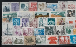 RUOTSI n.1970-80 luku LEIMATTUJA postimerkkejä 37 kpl