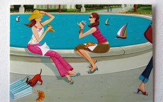 Naiset uima-altaan reunalla
