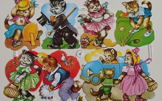 Kiiltokuva-arkki kissat vaatteissaan