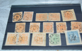 Postimerkit vaakunamalli 1875-1889 13 merkkiä ja 1866 merkki