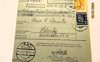 1930 Lahti Kontr. postiosoituksella