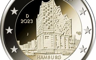 2€ Juhlaraha Saksa 2023 Hamburg - The Elbphilharmonie (A,D