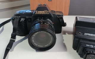 Canon T70 järjestelmäkamera kinofilmi + ob