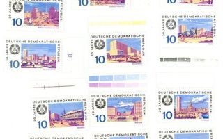 DDR:n postimerkkejä** 12 kpl, kaupunkeja, DDR 20 Jahre