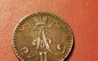 *Suomi *  1 penniä  *1866 *   Copper/Kupari *1?