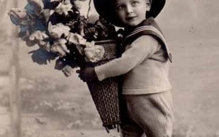 LAPSI / Lierihattuinen poika ja muhkeat ruusut. 1910-l.