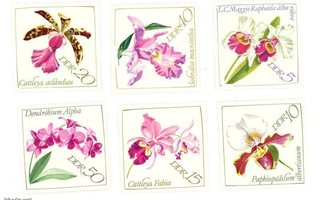 DDR:n postimerkkejä** 6 kpl, orkidealajeja