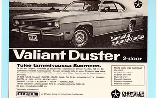 Valiant Duster 1970 - lehtimainos A5 laminoitu