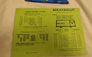 Aikataulu Esko Manninen 01.06.1984