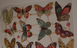 Vintage kiiltokuva-arkki , perhosia