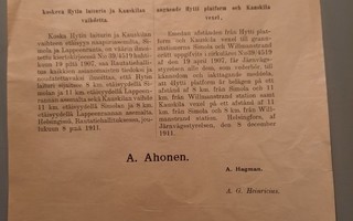VR Simola Lappeenranta,  Hytti ja Kauskila vaihteet 1911