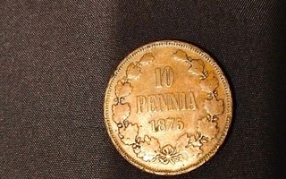 Harvinainen! 10Penniä 1875