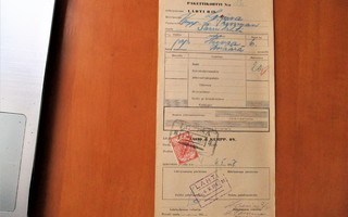1947 Loviisan Rautatie; Lahti - Sarvilahti pakettikortti