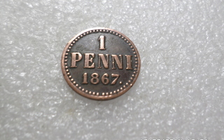 1 penni  1867  hieno patinoitunut