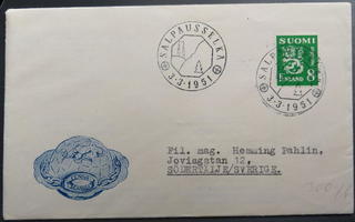 Erik.leima SALPAUSSELKÄ 1951 kirjeellä Ruotsiin