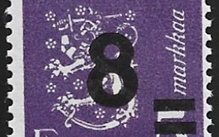 1946 M-30 Leijona Lisäp 8/5 mk violetti ** Lape 313 SP Lm2