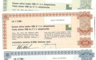 OKK Suomen valtio 3.3.1986 obligaatiolaina 8,5 %
