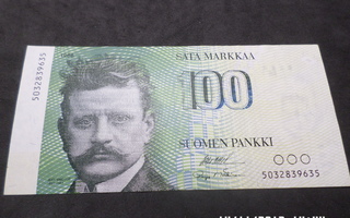 100  mk 1986  5032839635  OLL/Mäk   Taittamaton  seteli.