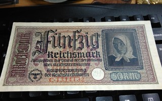 Natsi Saksa 50 RM Hakaristi seteli 1940-45 PR140 sn132