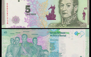 Argentiina 5 Pesos v.2015 UNC P-359