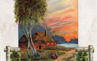 Vanha postikortti -kaunis maisema