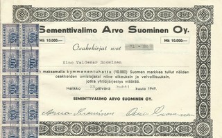 OKK 1949 Sementtivalimo Arvo Suominen Oy, Halikko osakekirja