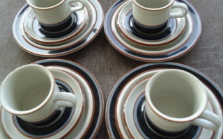 Taika kahvikupit+asetit+pullalautaset Arabia Inkeri Seppälä