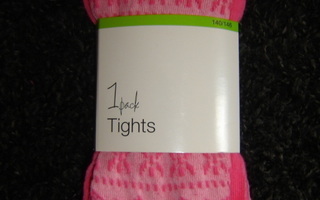 UUDET Vaaleanpunaiset kuvioidut sukkahousut, koko 140/146 cm