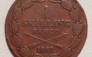 Ruotsi 1 skilling banco 1851