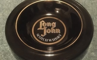 Vintage Long John Scotch Whisky Large ceramic Ashtray Black