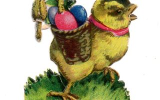 WANHA / Pieni pääsiäistipu munareppu selässä. 1900-l.