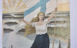 VANHA Postikortti Isänmaallinen Suomen Lippu Sortokausi 1907