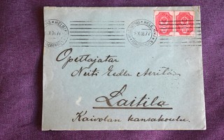 POSTILÄHETYS 1908 HELSINKI - LAITILA*