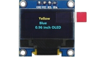0,96" OLED Näyttö I2C Keltainen/Sininen