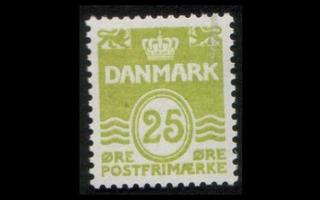 Tanska 427y ** Aaltoviiva 25 öre vaal.vihreä y-paperi (196