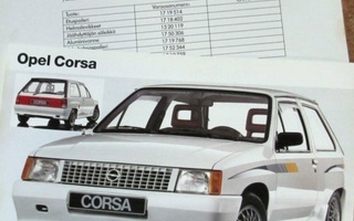 1984 Opel Corsa lisävarusteet esite - KUIN UUSI - suom